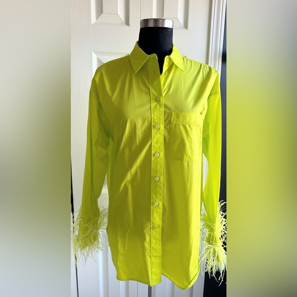 NWT J Crew Collection Feather trim Cotton poplin button up collared Shirt Top 6 - Picture 7 of 10
